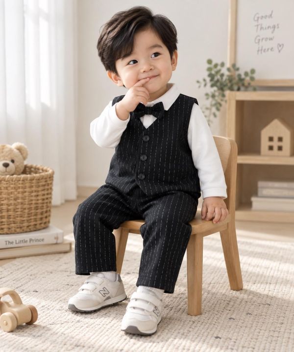 紳士男寶領結加厚西裝套裝 