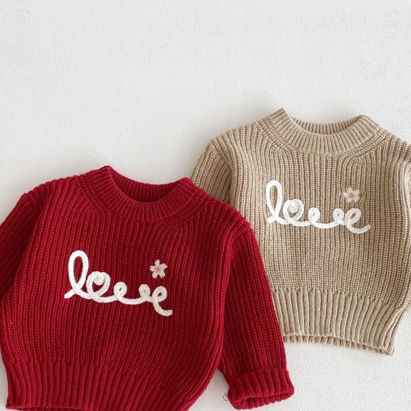 圓領love刺繡針織上衣 