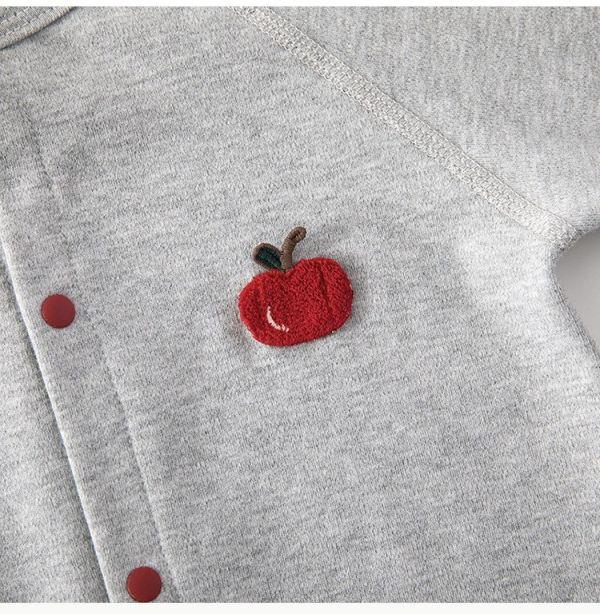 新生兒素色蘋果紅釦連身裝(3色) 