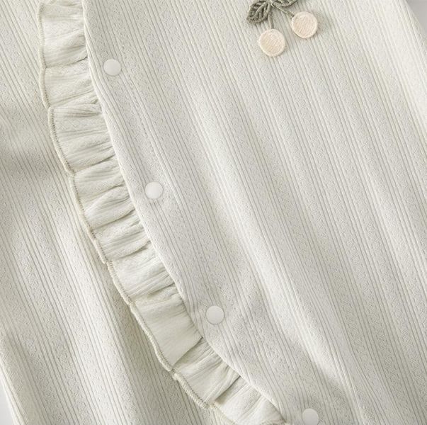 新生兒素色螺紋木耳領/蕾絲領連身裝(3色) 