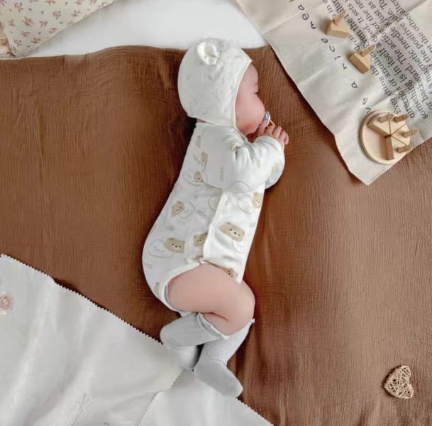 新生兒純棉扣子側開包屁衣(4款) 