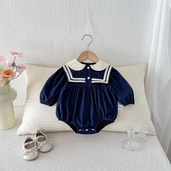 海軍風雙釦翻領包屁衣 