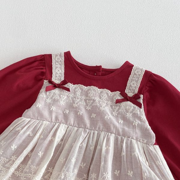 假兩件吊帶蕾絲包屁裙 