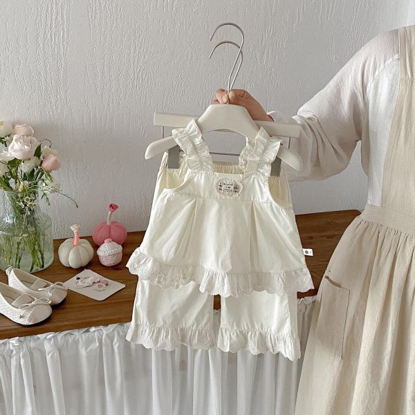 氣質花邊蕾絲拼接背心兩件式套裝 