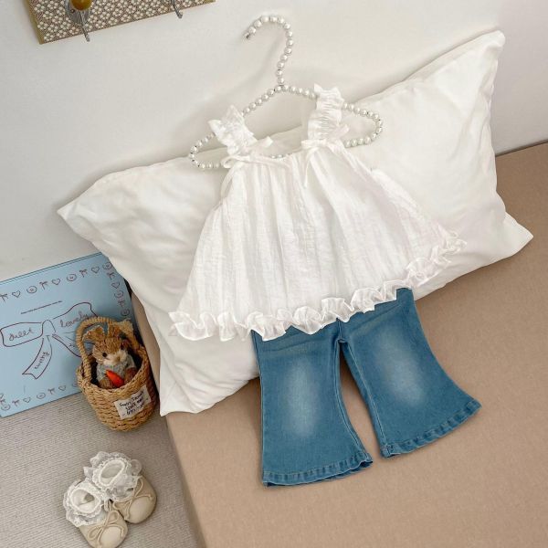 甜美蝴蝶結背帶澎澎上衣 