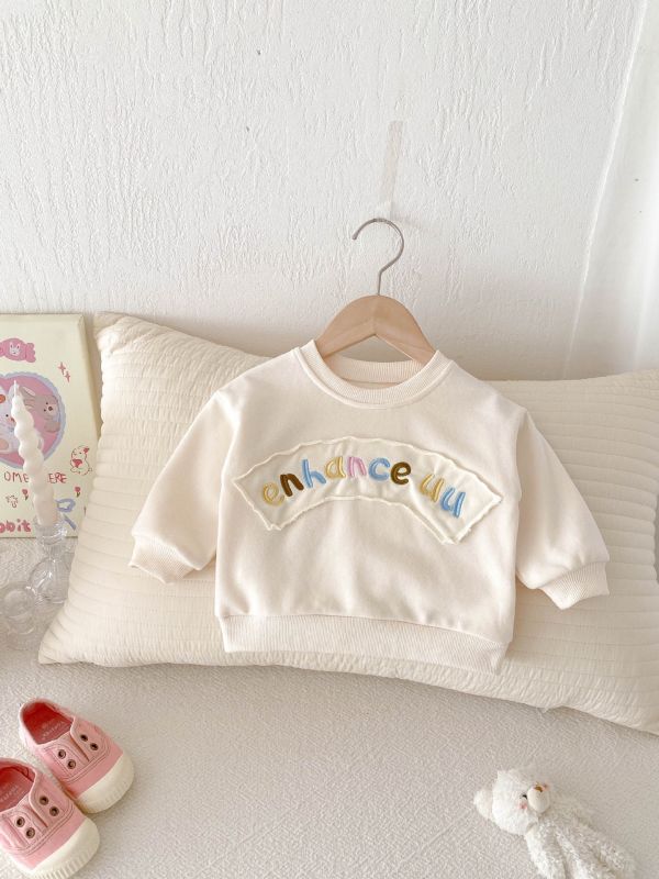 英文字母刺繡布標素色休閒套裝 