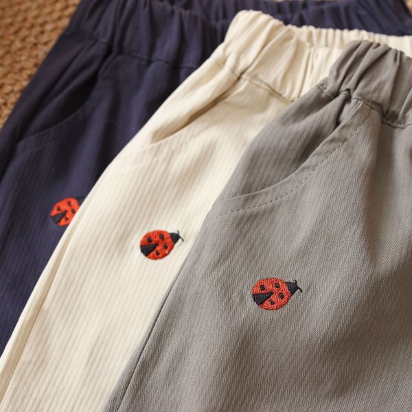 百搭素色瓢蟲刺繡休閒褲 
