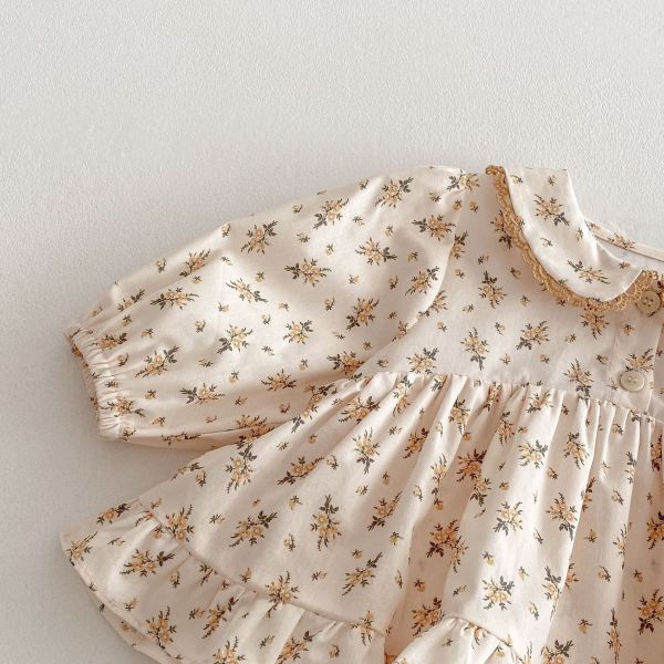 田園氣質碎花開釦包屁裙 