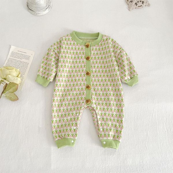 鬱金香開釦針織連身裝 