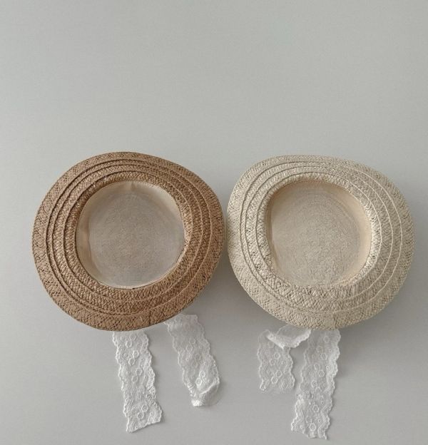 女童夏季蕾絲蝴蝶結防曬草帽 