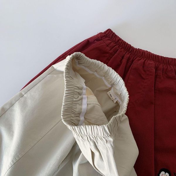 素色企鵝印花休閒長褲 