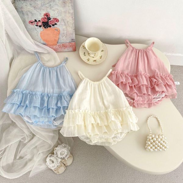 甜美糖果色細肩蛋糕包屁裙 