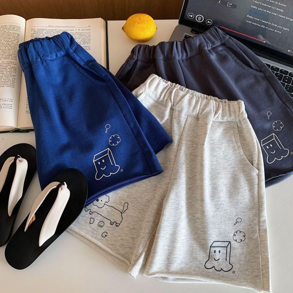 毛邊不修邊狗狗印花棉褲短褲 