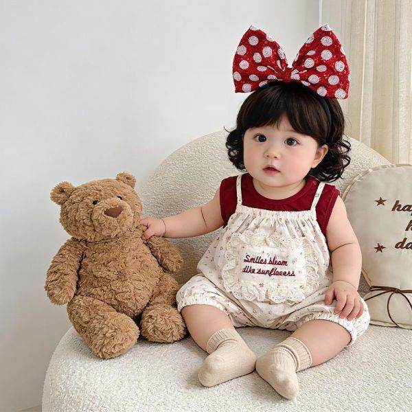 酒紅背心+田園碎花吊帶套裝 