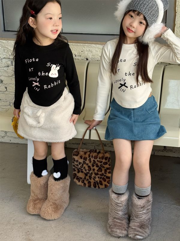 蝴蝶結兔子雙面絨圓弧上衣 