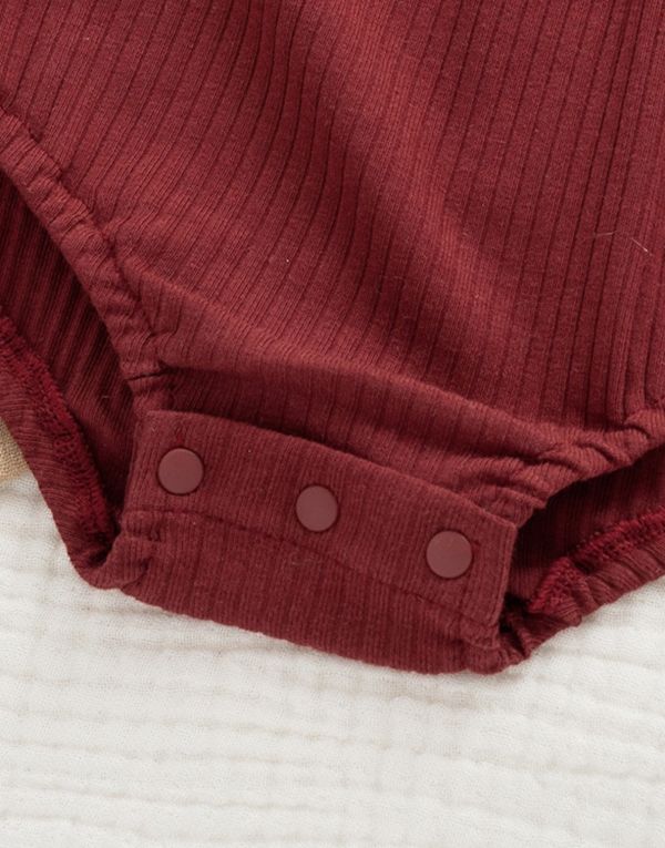 新生兒花領酒紅包屁衣/連身裝 