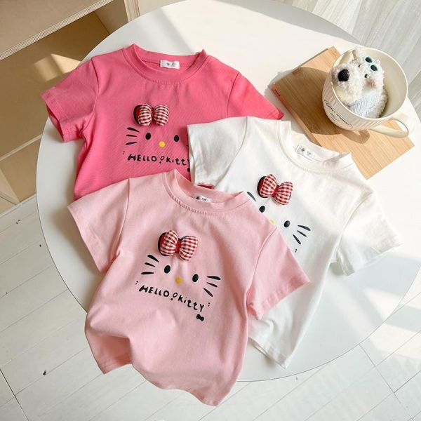 立體蝴蝶結貓咪印花上衣 