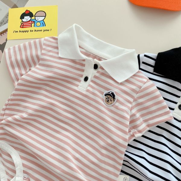 翻領polo小熊刺繡包屁衣 
