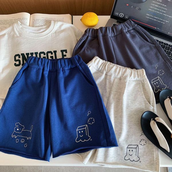 毛邊不修邊狗狗印花棉褲短褲 