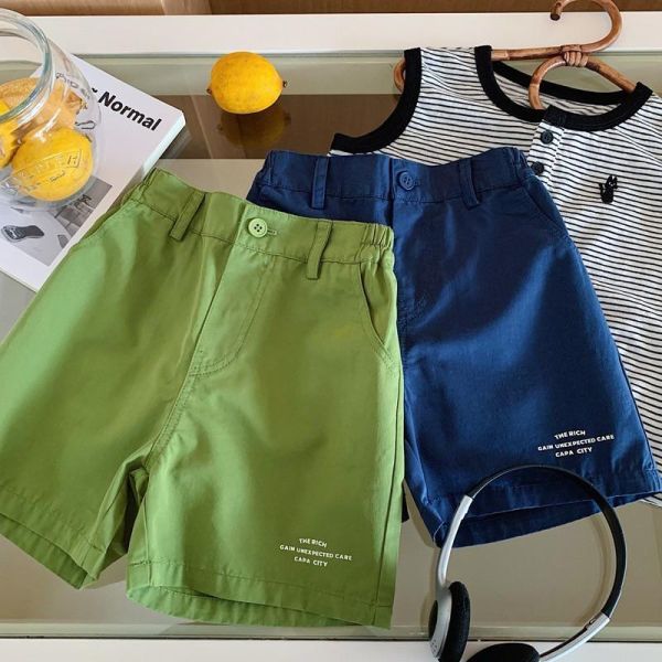 簡約字母素色休閒五分短褲 