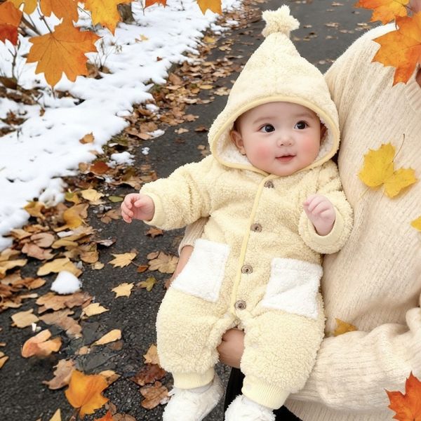 「現貨73cm」可愛星星人雙口袋加絨連帽連身裝 