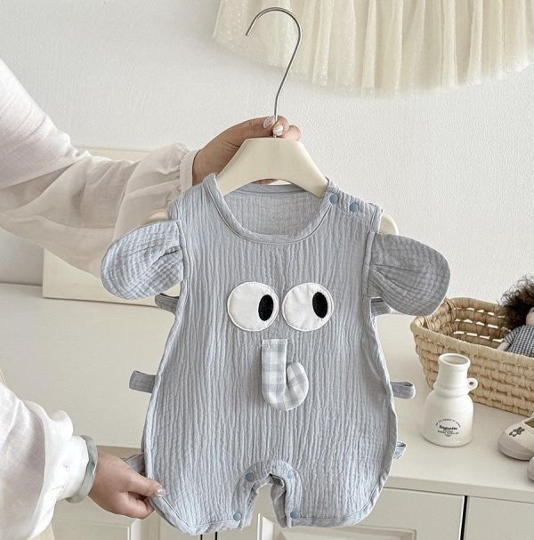 可愛大象紗布棉側鏤空琵琶衣 