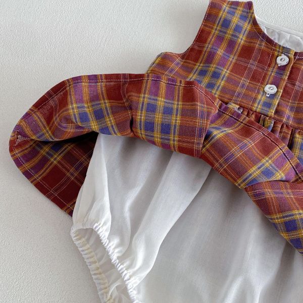 復古格紋微露背蝴蝶結包屁裙 