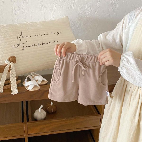 百搭素色綁繩式高腰短褲 