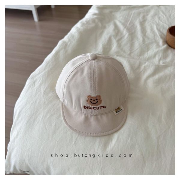 小熊刺繡素色軟帽沿棒球帽 