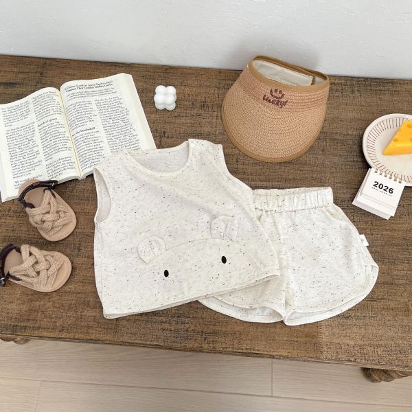 素色河馬造型背心式套裝 