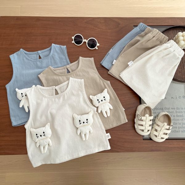 立體可愛貓咪娃娃背心套裝 