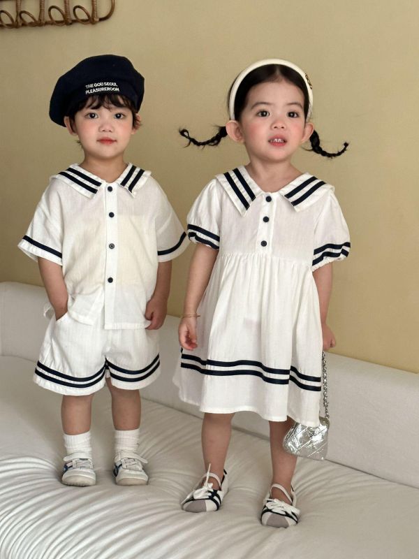 男女童海軍風兩件式套裝/洋裝 