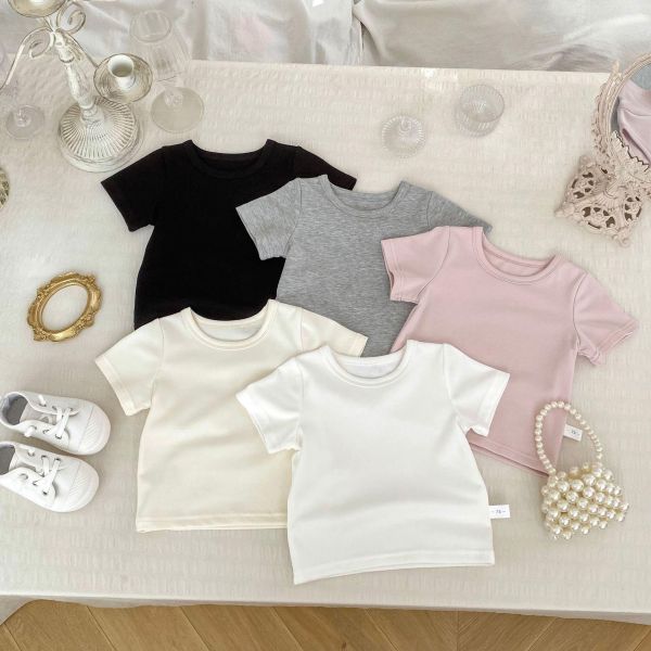 基礎百搭素色彈力圓領上衣 