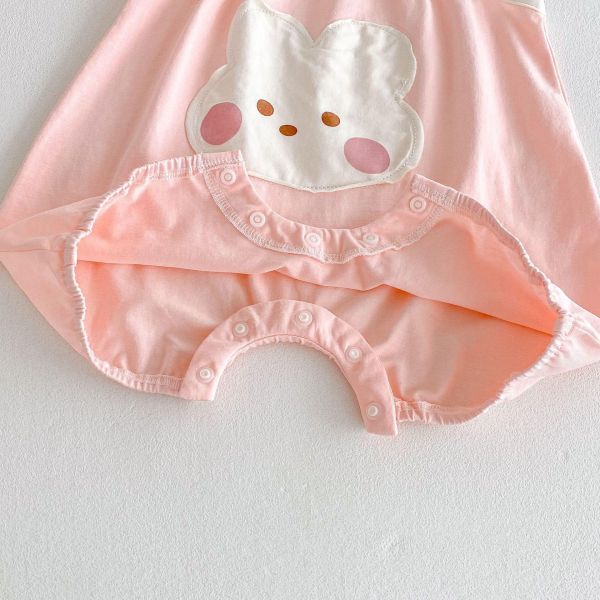 細肩綁帶可愛貼布連身裝 