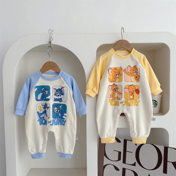 傑利鼠與湯姆貓印花拼袖連身裝 