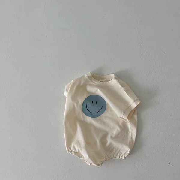 撞色笑臉可愛印花包屁衣 