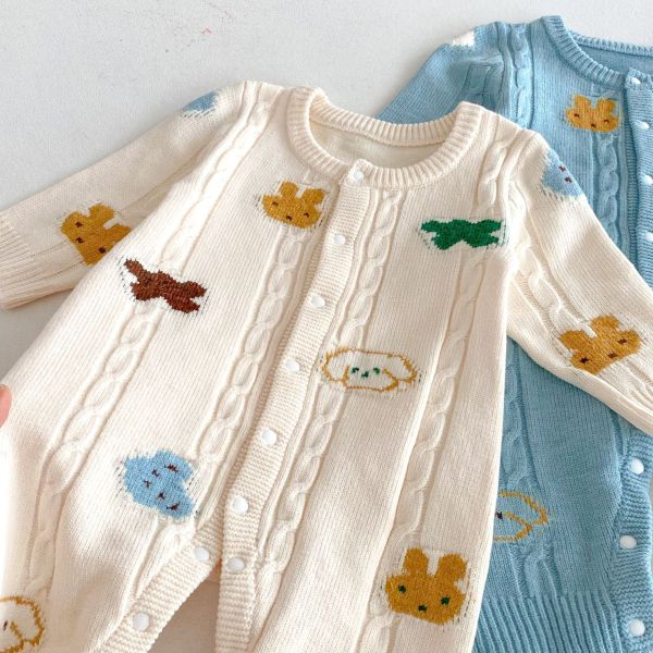 動物刺繡針織麻花連身裝 