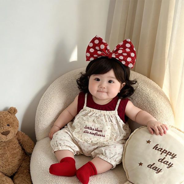 酒紅背心+田園碎花吊帶套裝 