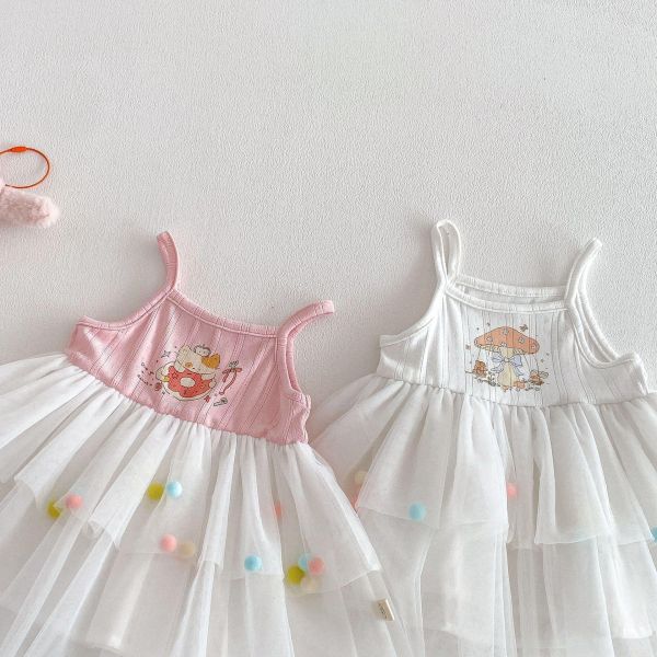 卡通塗鴉背心網紗公主裙 