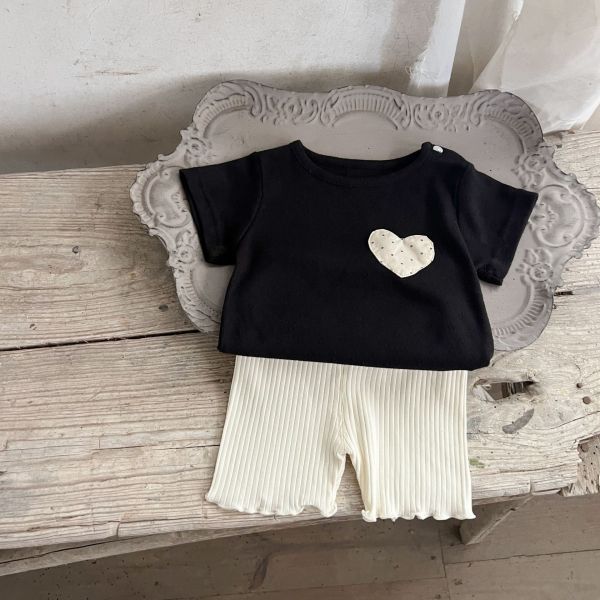 呼吸棉拼色愛心兩件式套裝 