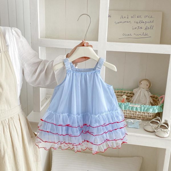 氣質甜美背帶網紗蛋糕連身裙 