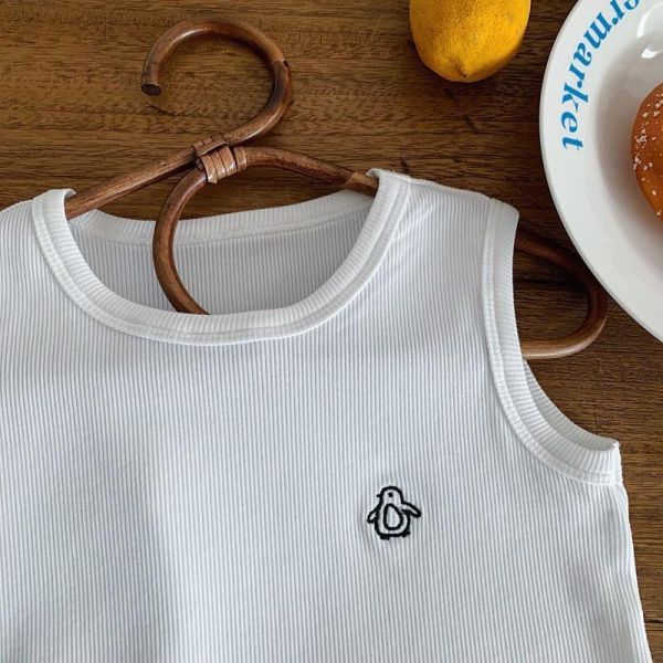 素色簡約動物刺繡百搭背心 