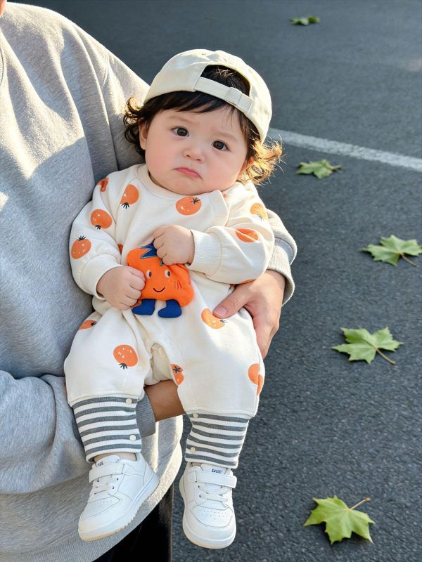 立體娃娃滿印印花拼接連身裝 