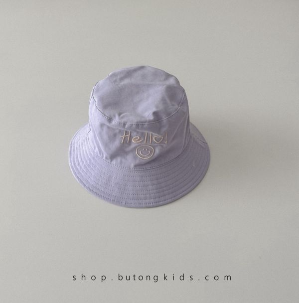 hello笑臉刺繡雙面可戴遮陽盆帽 