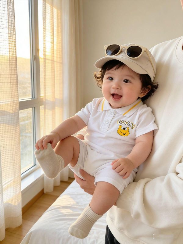 Boom!可愛印花翻領連身裝(2色) 