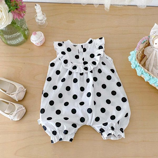 後開釦點點花領連身裝 