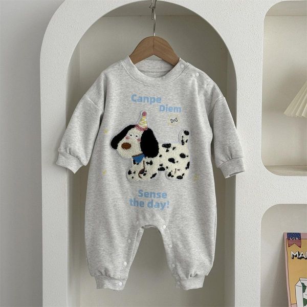 立體生日帽狗狗布標連身裝 