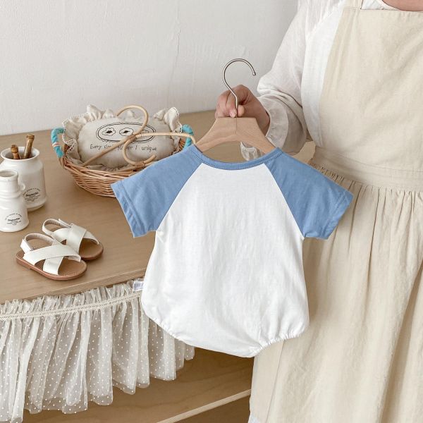 立體臘腸狗狗印花撞色包屁衣 