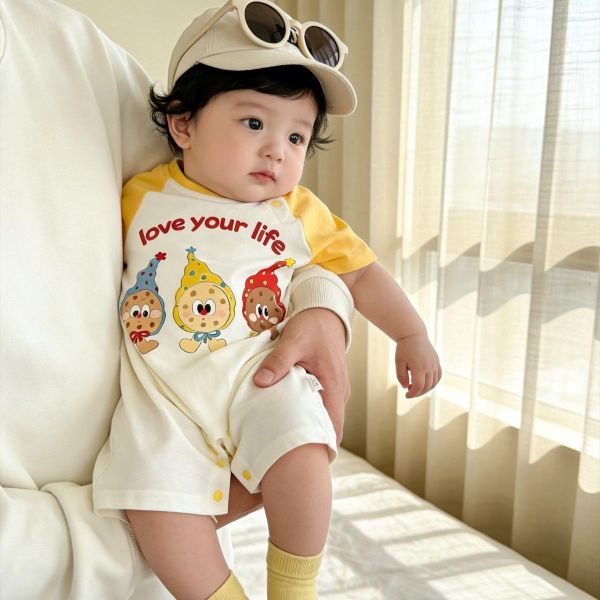 薯條/餅乾黃拼袖連身裝 