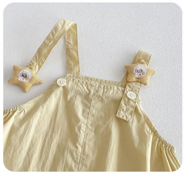 彈力條紋背心+星星娃娃吊帶褲 